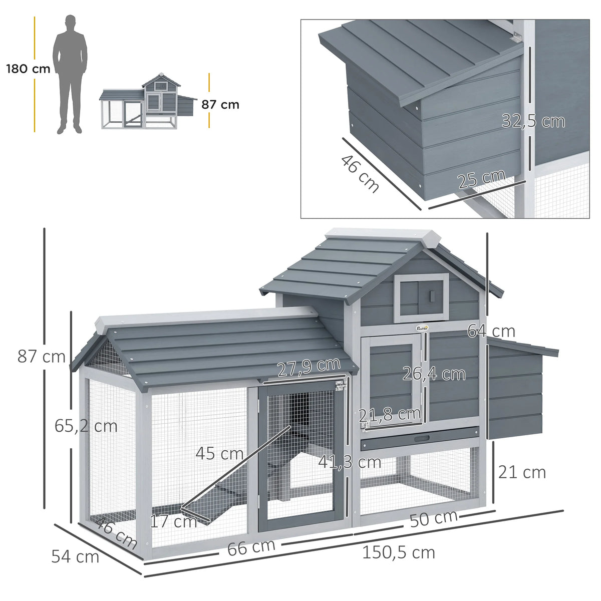 Poulailler Cottage sur Pied en Sapin Massif – 150,5 cm