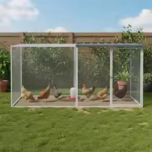 Enclos pour Poules en Acier Galvanisé avec Toit – 203 cm
