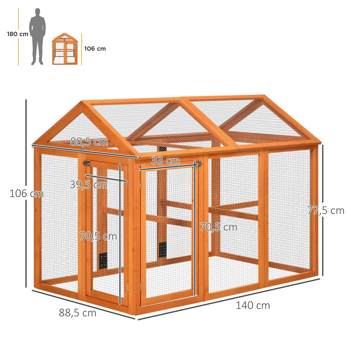 Enclos pour Poules en Bois et Grillage – 140 cm