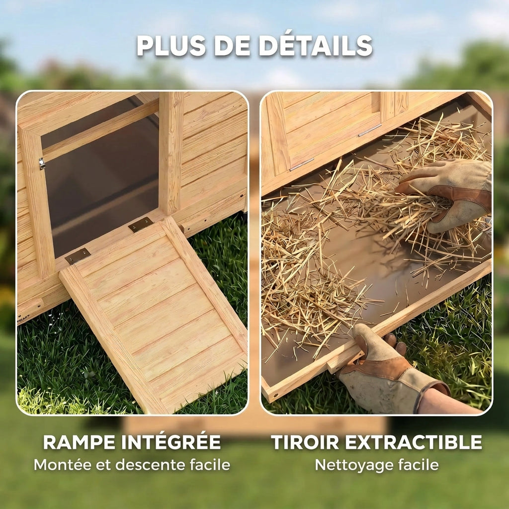 Poulailler en Bois avec 2 Nichoirs – 150 cm