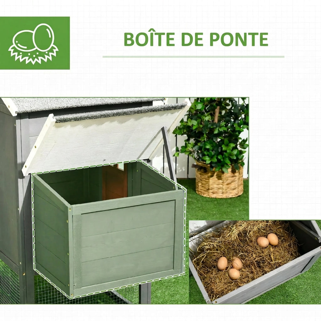 Poulailler en Bois avec Plateau Amovible – 300 cm