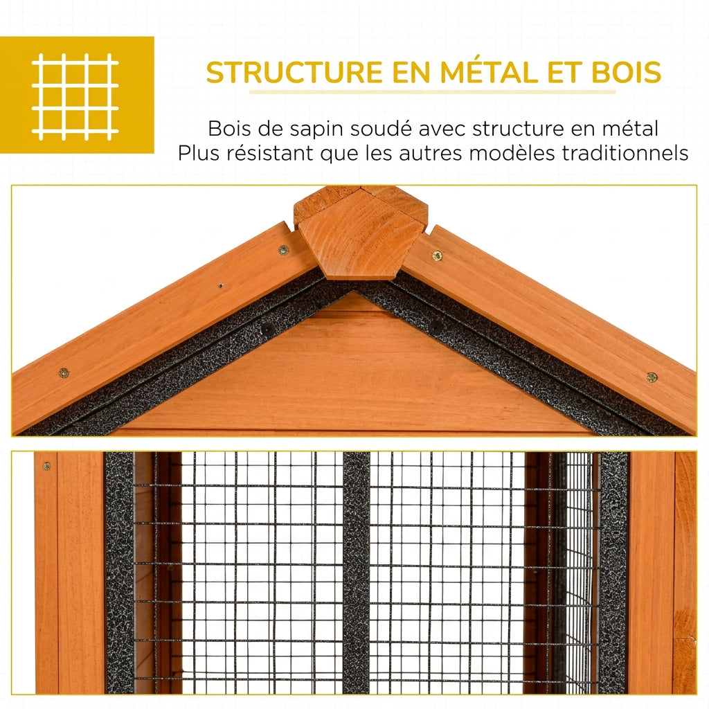 Abri Extérieur en Bois à 2 Étages avec Rampe – 122 cm