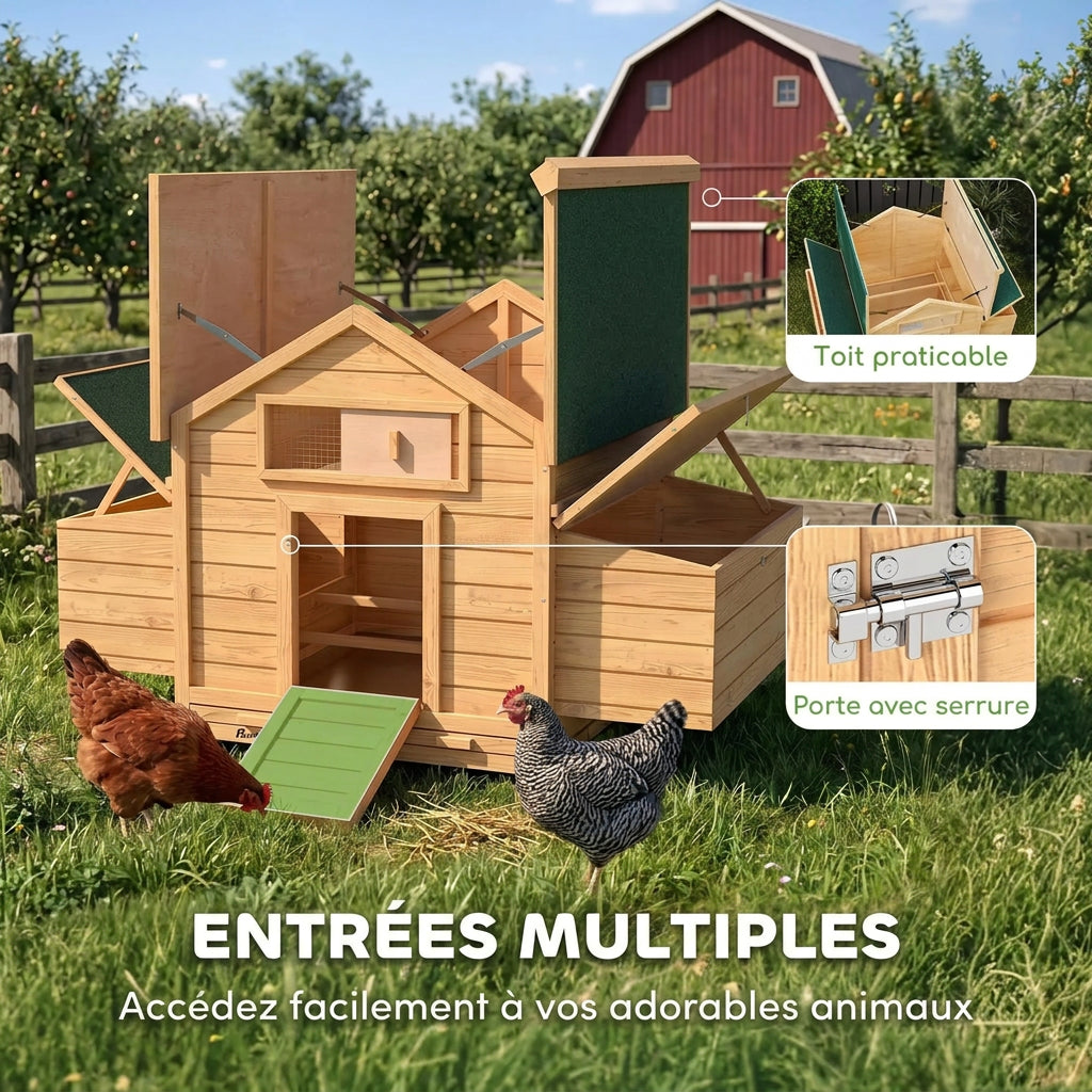 Poulailler en Bois avec 2 Nichoirs – 150 cm