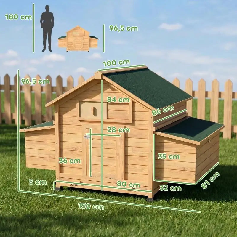 Poulailler en Bois avec 2 Nichoirs – 150 cm