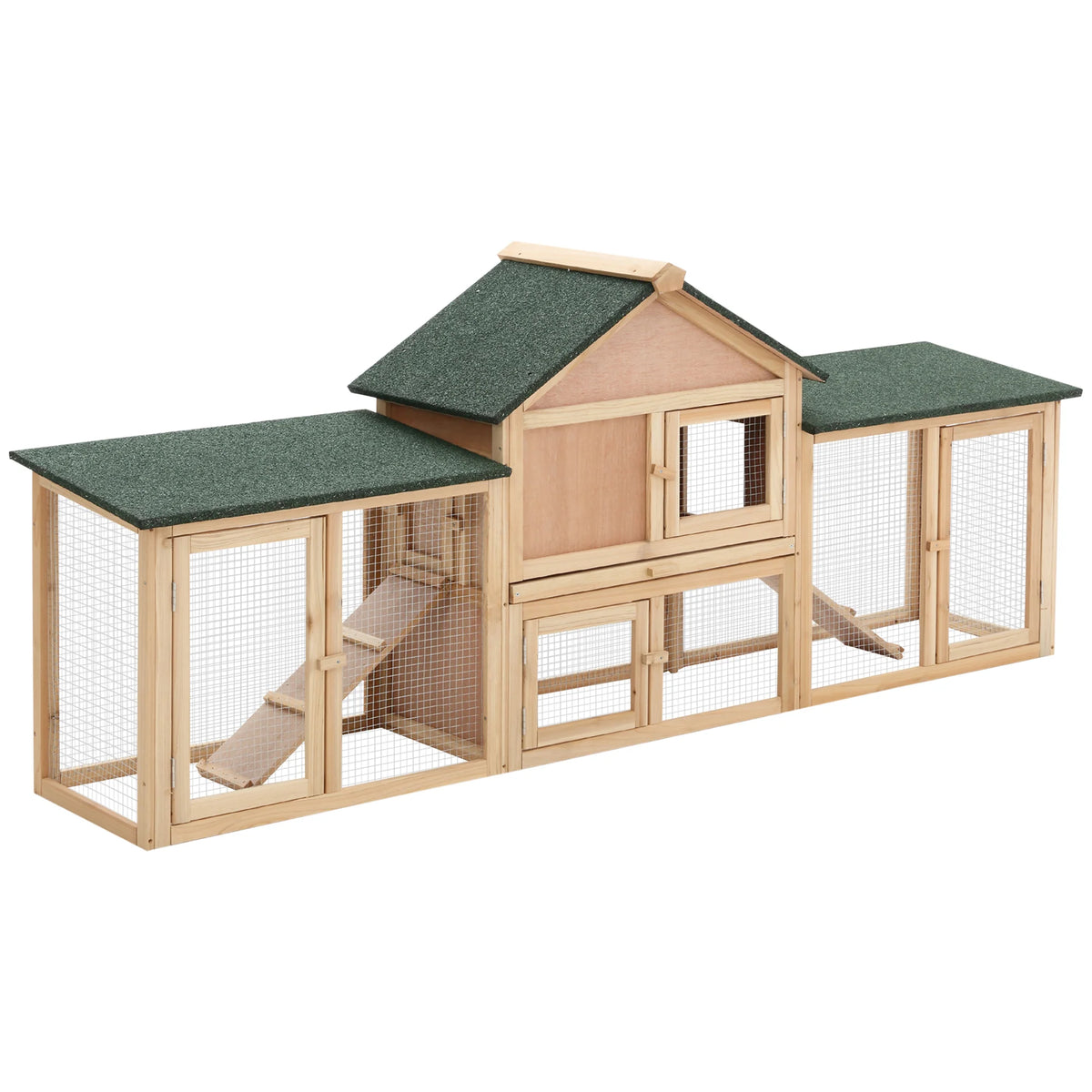 Cage Extérieure pour Poules avec Toit Asphalté – 210 cm