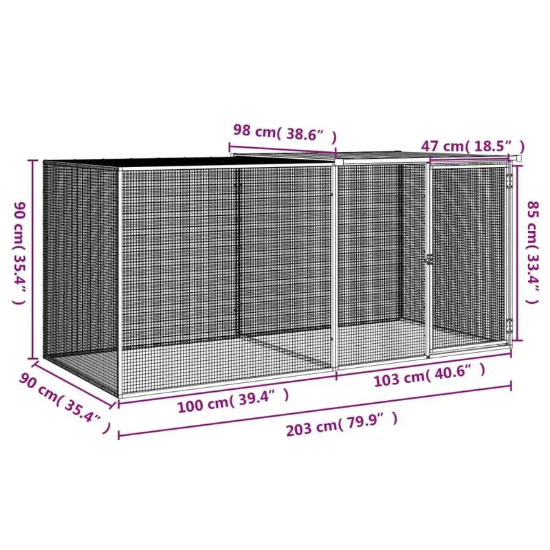 Enclos pour Poules en Acier Galvanisé avec Toit – 203 cm