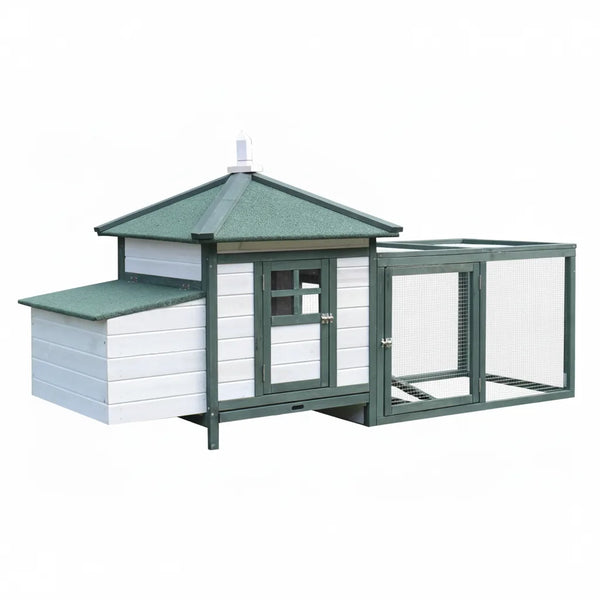 Poulailler Cottage en Bois avec Enclos et Pondoir – 196 cm