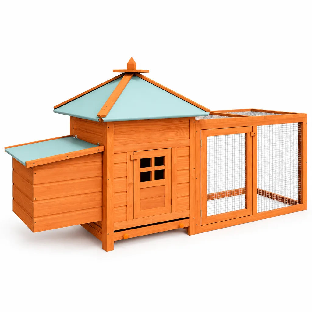 Poulailler en Bois avec Enclos et Nid – Vert