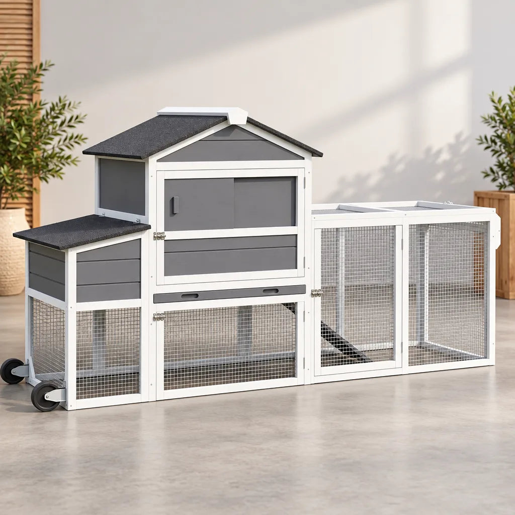 Poulailler Mobile en Bois sur Roulettes – 205 cm