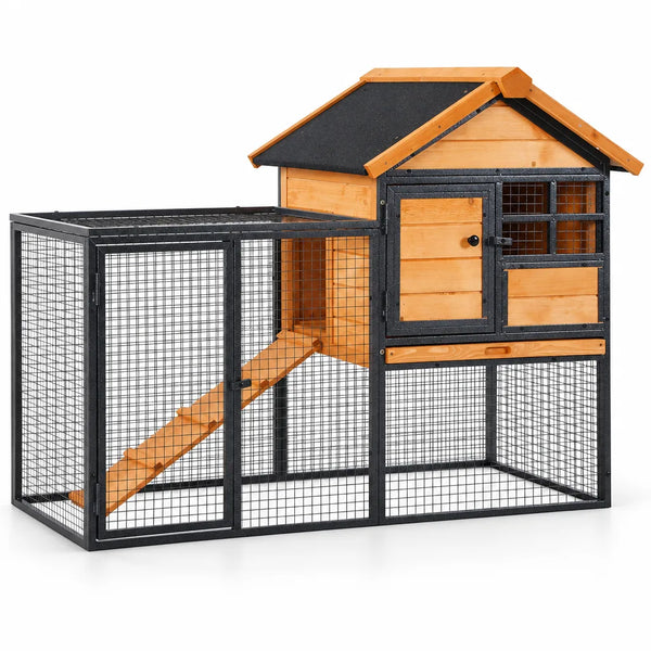 Abri Extérieur en Bois à 2 Étages avec Rampe – 122 cm