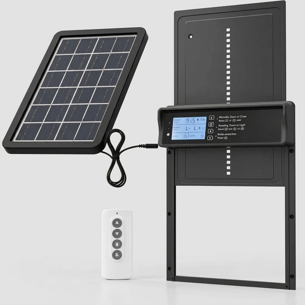 Porte automatique pour poulailler avec télécommande et minuterie