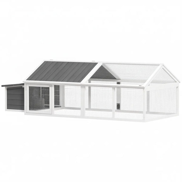 Poulailler en Bois Blanc 240 cm avec Nichoir