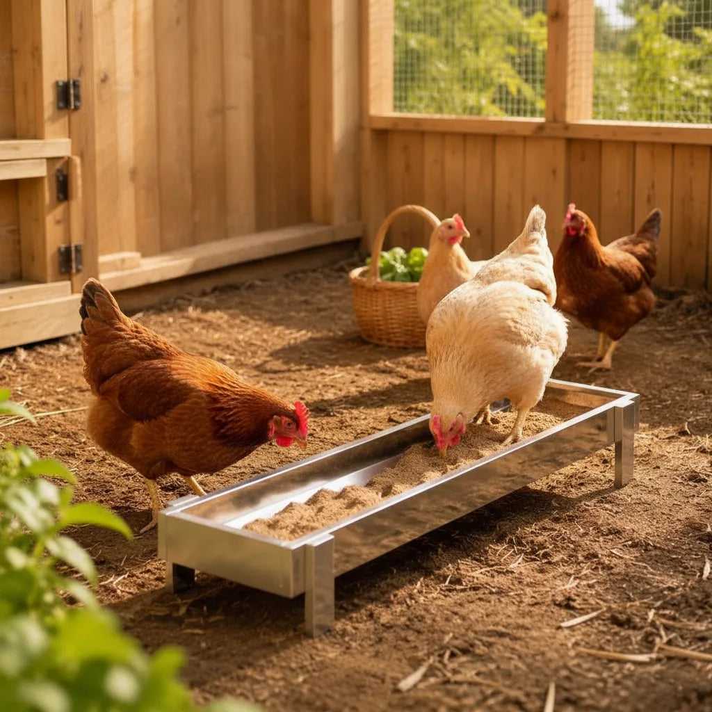 Mangeoire Longue pour Poules et Volailles en Acier Galvanisé – 80 cm