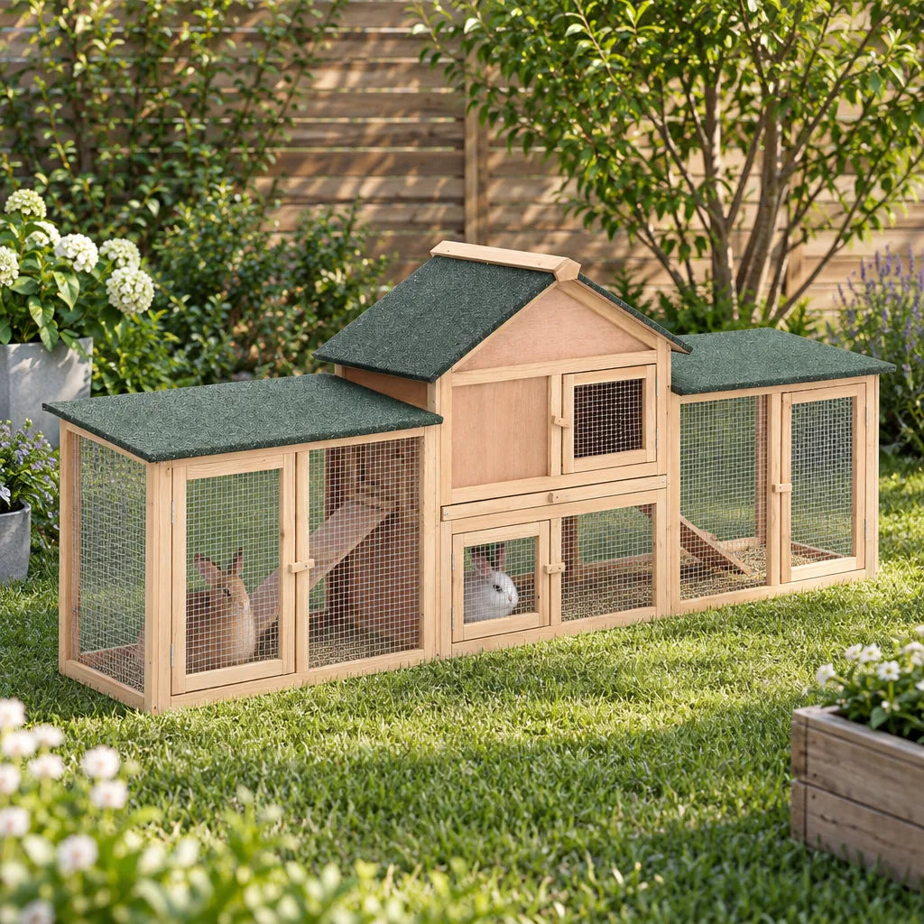 Cage Extérieure pour Poules avec Toit Asphalté – 210 cm