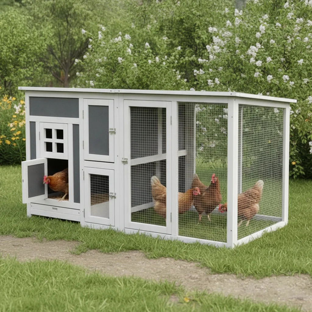Poulailler en Bois avec Enclos et Nichoir