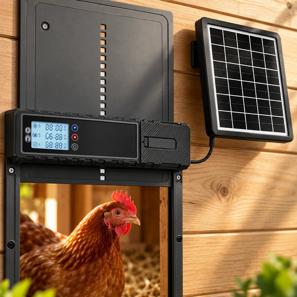 Porte automatique pour poulailler avec télécommande et minuterie