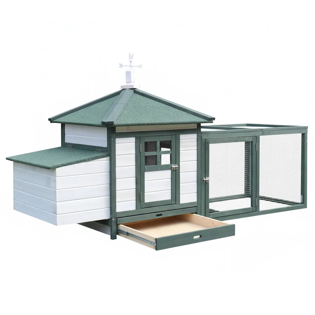 Poulailler Cottage en Bois avec Enclos et Pondoir – 196 cm