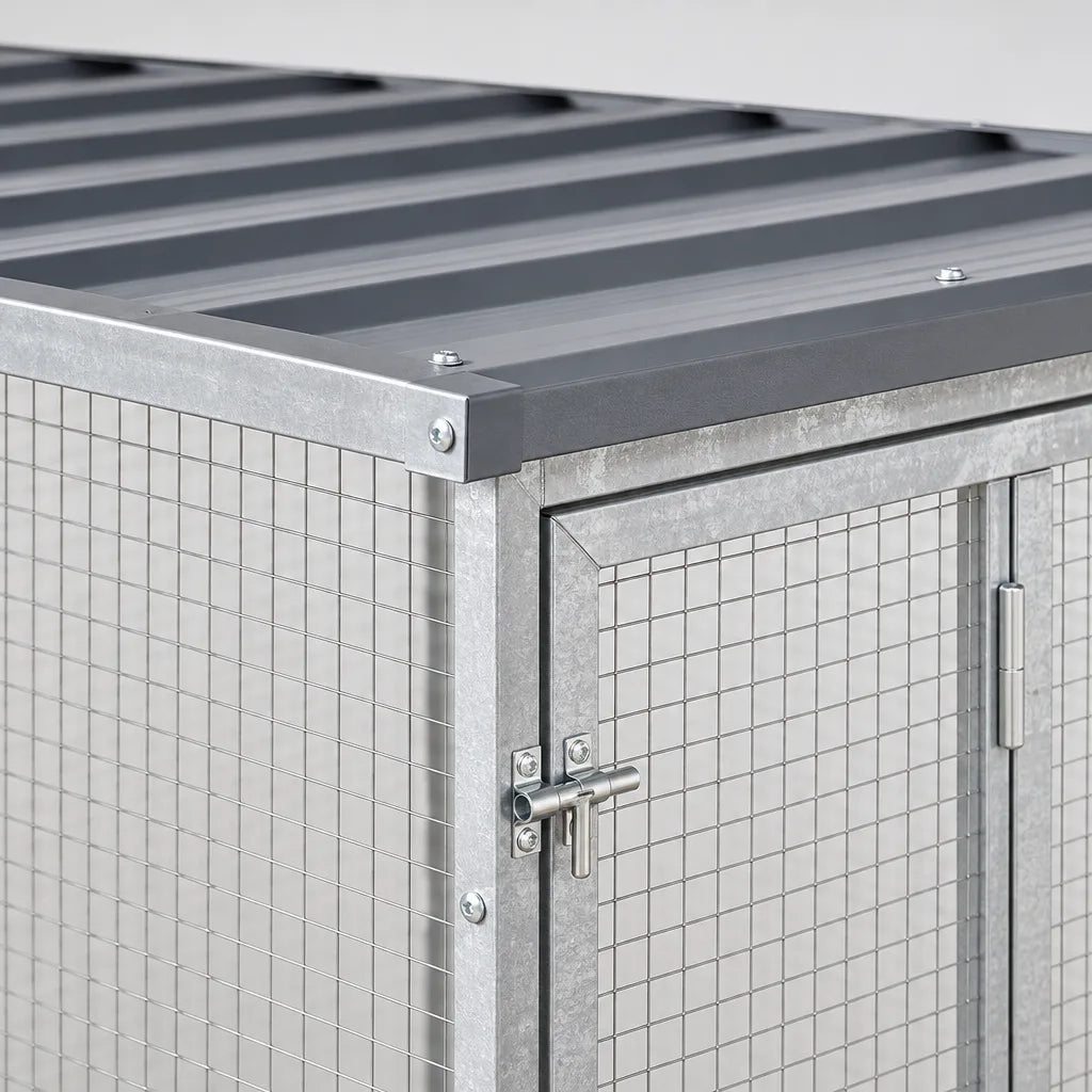 Enclos pour Poules en Acier Galvanisé avec Toit – 203 cm