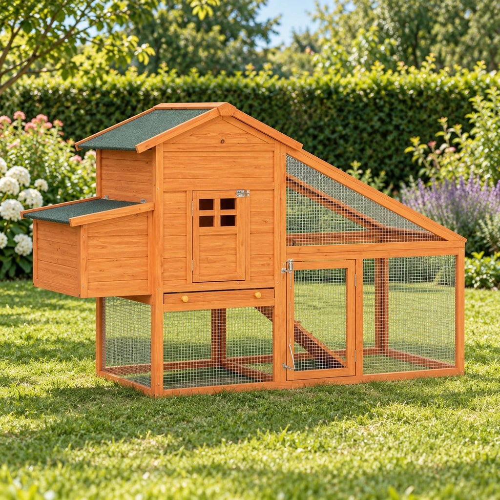 Abri Extensible pour Poules en Bois – 179 cm — mise en situation