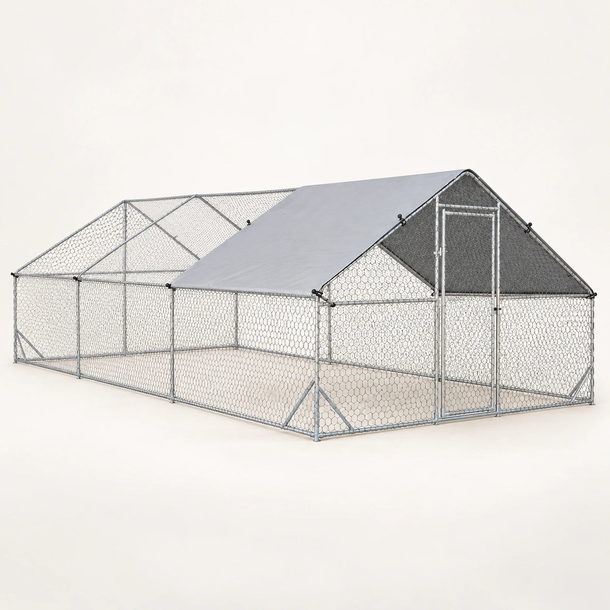 Enclos Extérieur pour Poules 18 m² – Parc Grillagé — vue de trois quarts