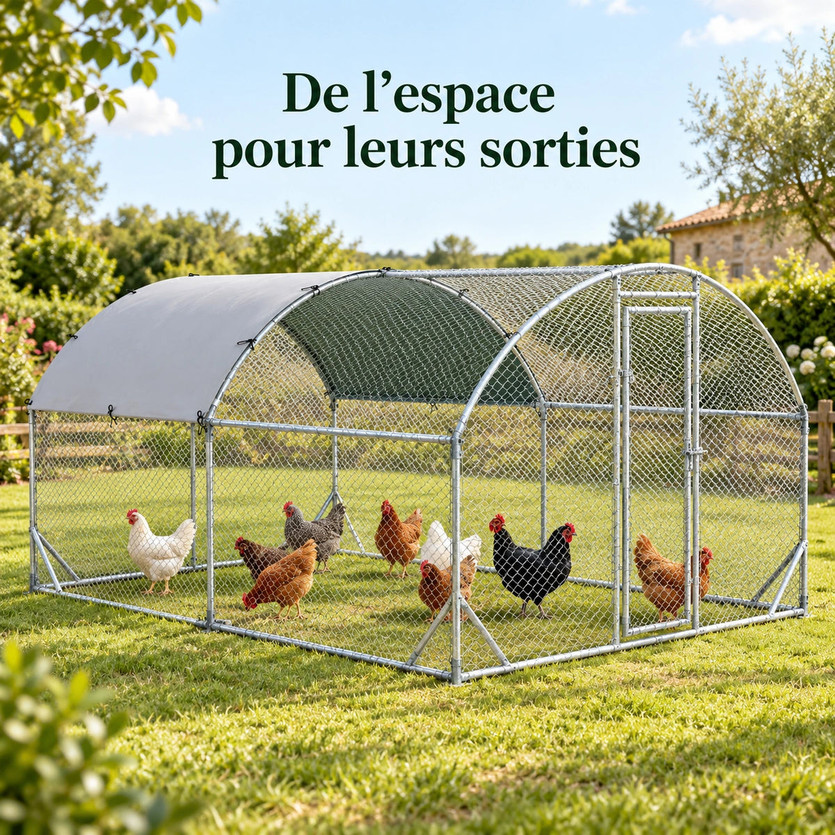 Enclos Extérieur pour Poules 10,64 m² – Parc Grillagé — détail du produit