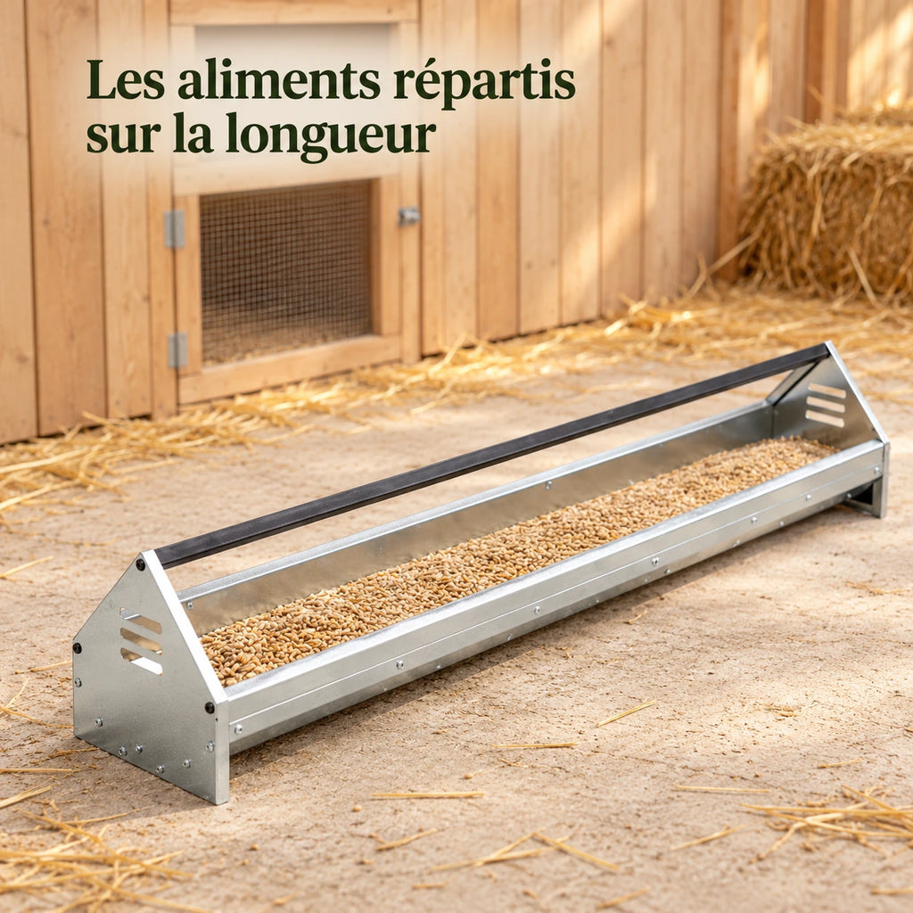 Mangeoire Longue pour Poules – 108 cm — détail du produit