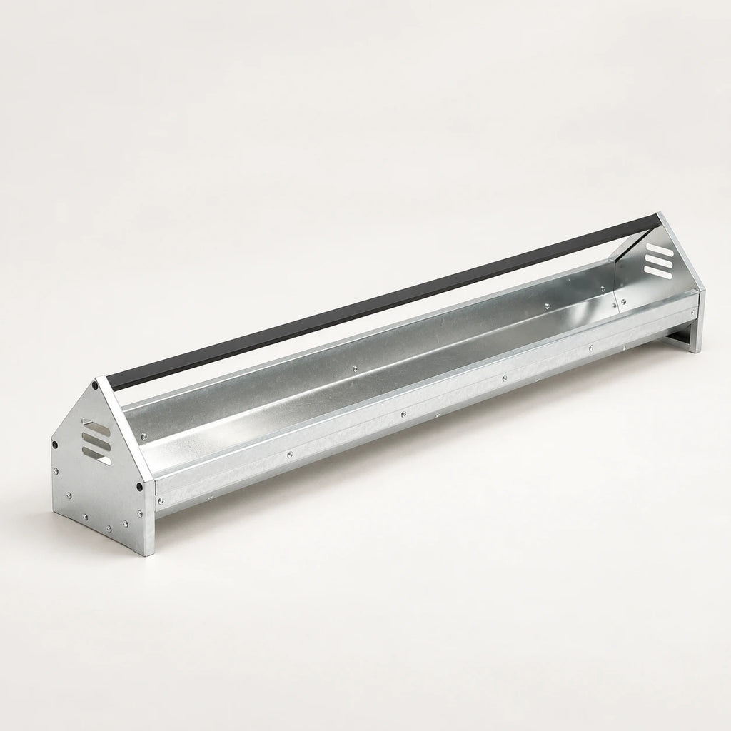 Mangeoire Longue pour Poules – 108 cm — vue de trois quarts