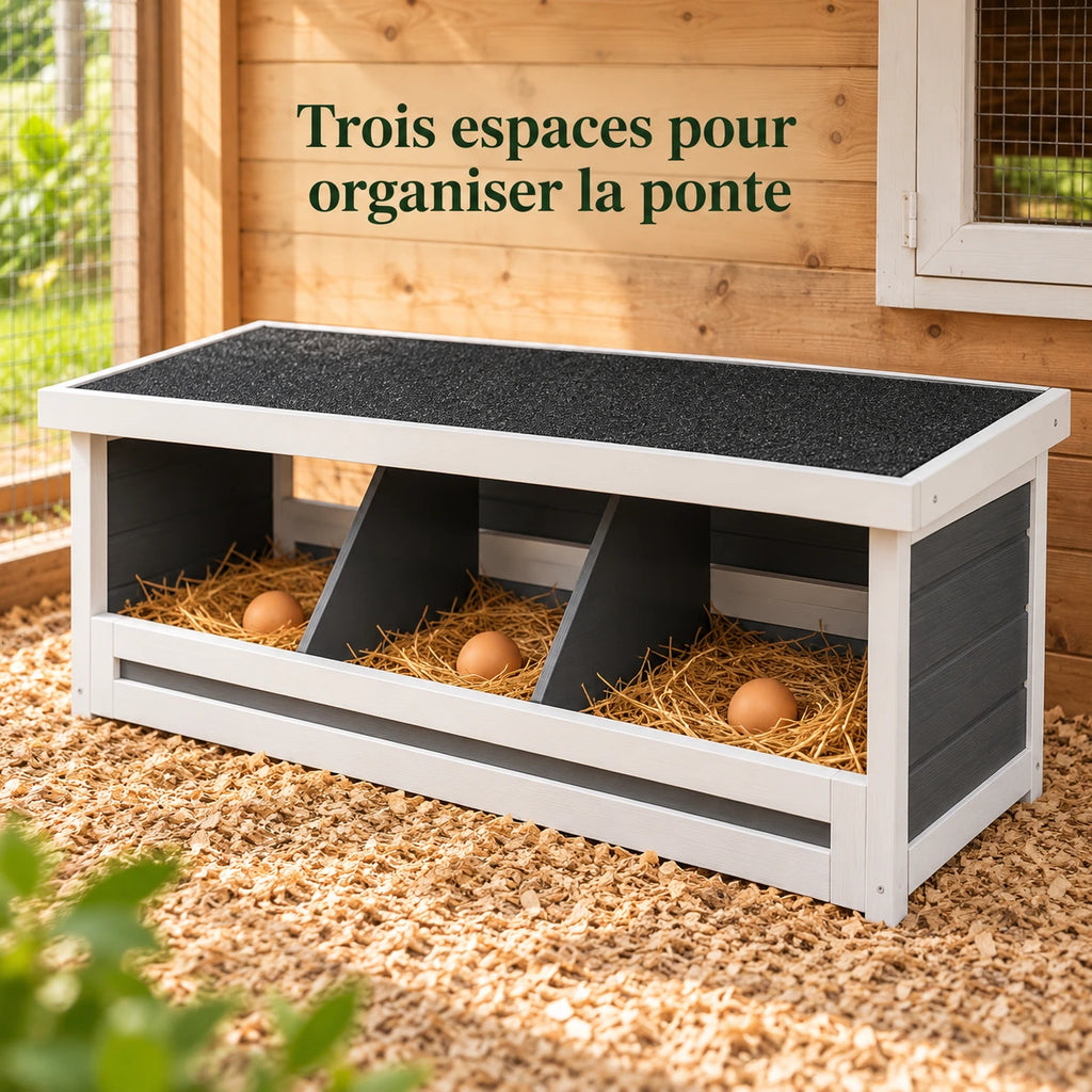 Pondoir pour Poules 3 Compartiments en Bois — détail du produit
