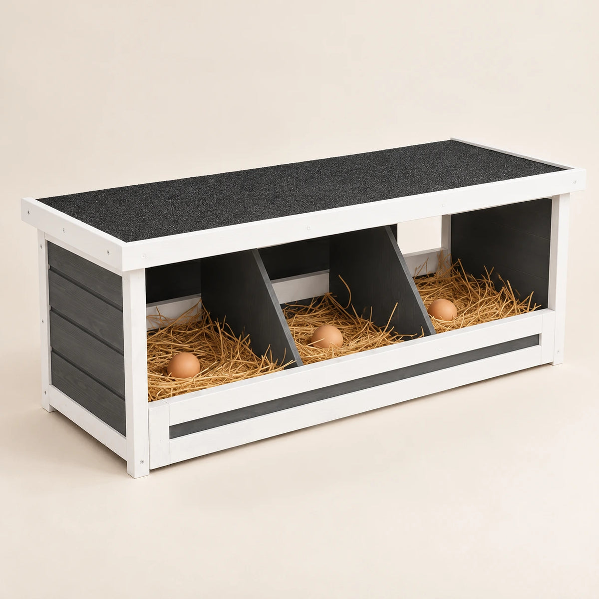 Pondoir pour Poules 3 Compartiments en Bois — vue de trois quarts