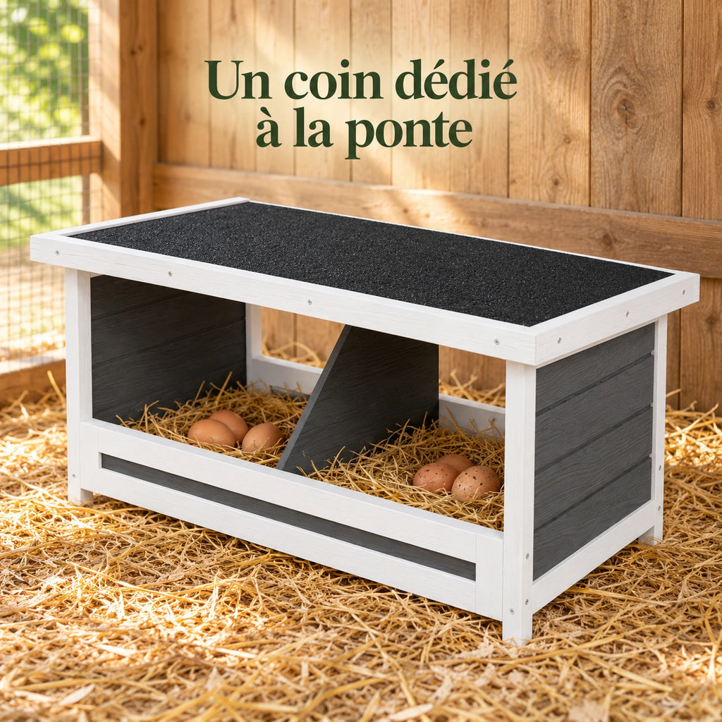 Pondoir pour Poules en Bois avec Toit en Asphalte – 66 cm — détail du produit
