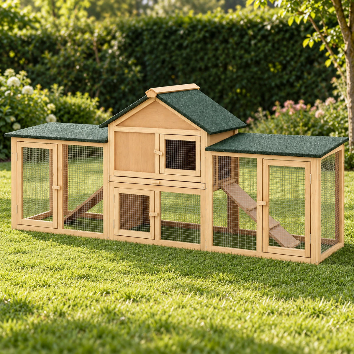 Cage Extérieure pour Poules avec Toit Asphalté – 210 cm